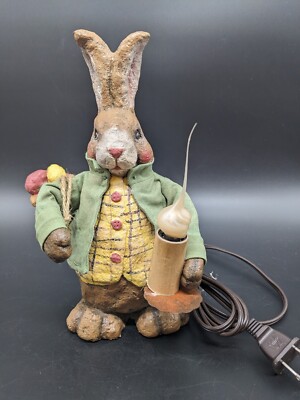 Vickie Jean's Creations Lamp Folk Art Paper Mache Rabbit Easter