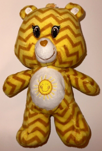 Care Bears Plush Funshine Bear Gold Yellow Chevron Striped Sunshine Tummy 13" - Afbeelding 1 van 2