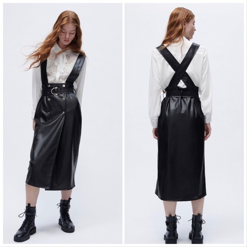zara leather pinafore