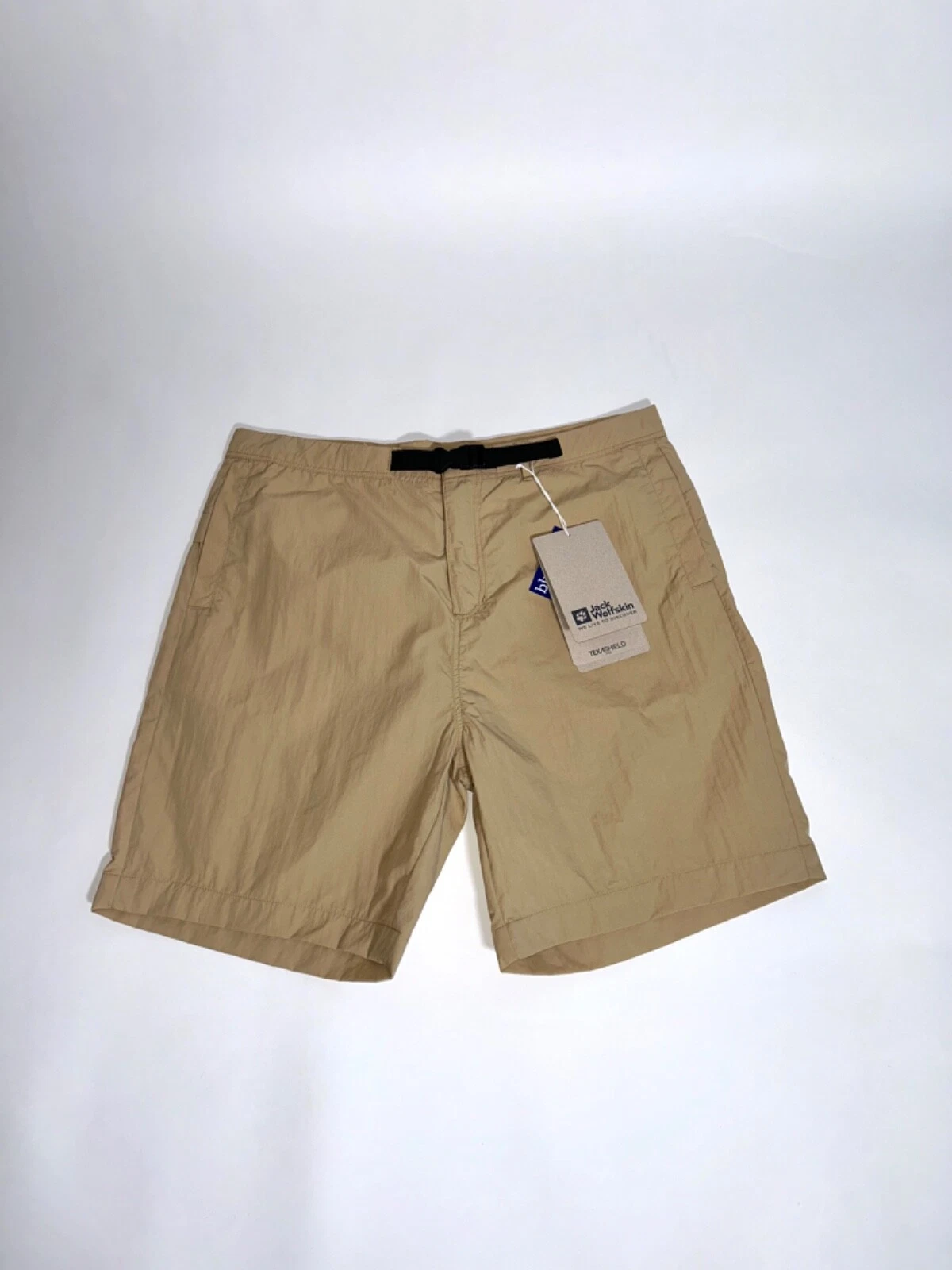 Jack Wolfskin Men's Shorts Tech Outdoor Walking Lightweight Beige Polyamide Logo