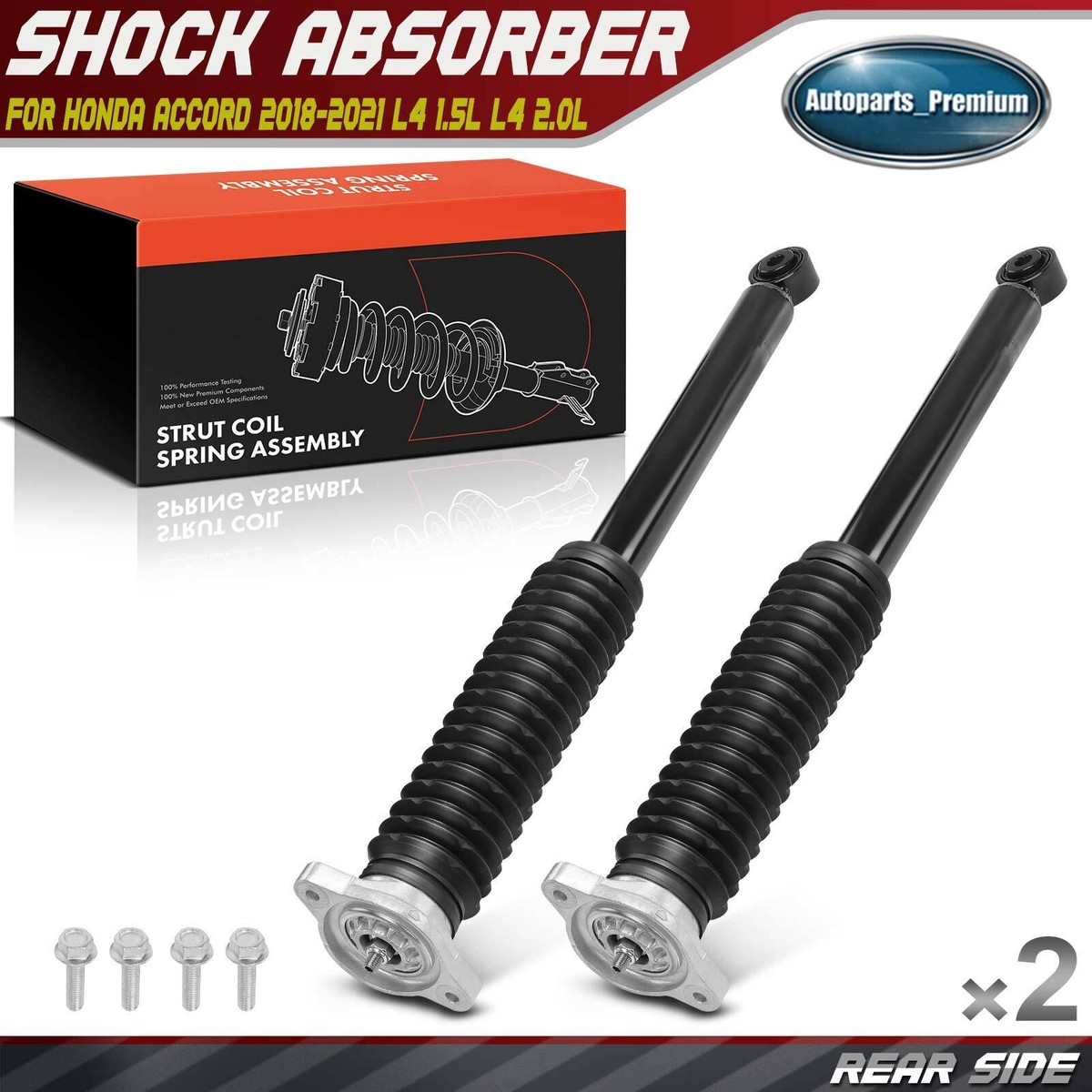 2Pcs Rear Shock Absorber for Honda Accord 2018-2021 L4 1.5L 2.0L