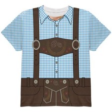 Oktoberfest Lederhosen Costume German Brown Suspenders All Over Youth T Shirt