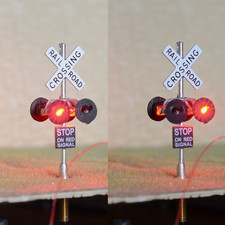 2 x HO scale model railroad grade crossing signal LED made 4 targets S4C