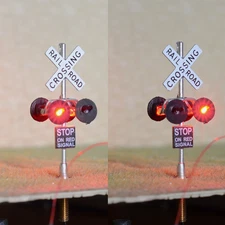 2 x HO scale model railroad grade crossing signal LED made 4 targets #S4C
