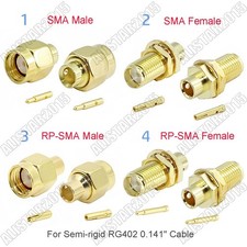 10/20x SMA RP-SMA Male Female Connector Solder For Semi-rigid RG402 0.141" Cable