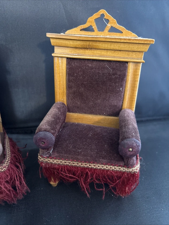 Antique German Schneegas Walterhausen Sofa & Arm Chair Dollhouse Miniature Set - Image 4 of 4