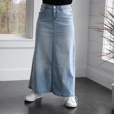 NWT Be Girl Long Modest Light Blue Skirt Size S - 3XL Maxi Stretch Denim