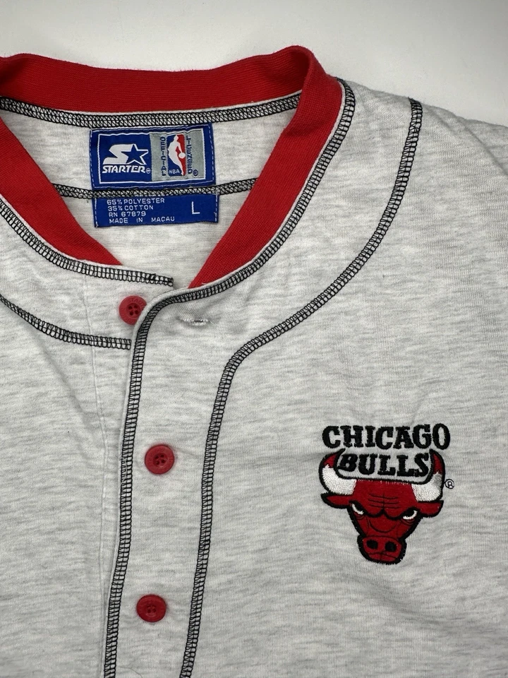 Camiseta de béisbol vintage Starter x Chicago Bulls Henley años 90 Jordan Pippen L Foto 4 de 4