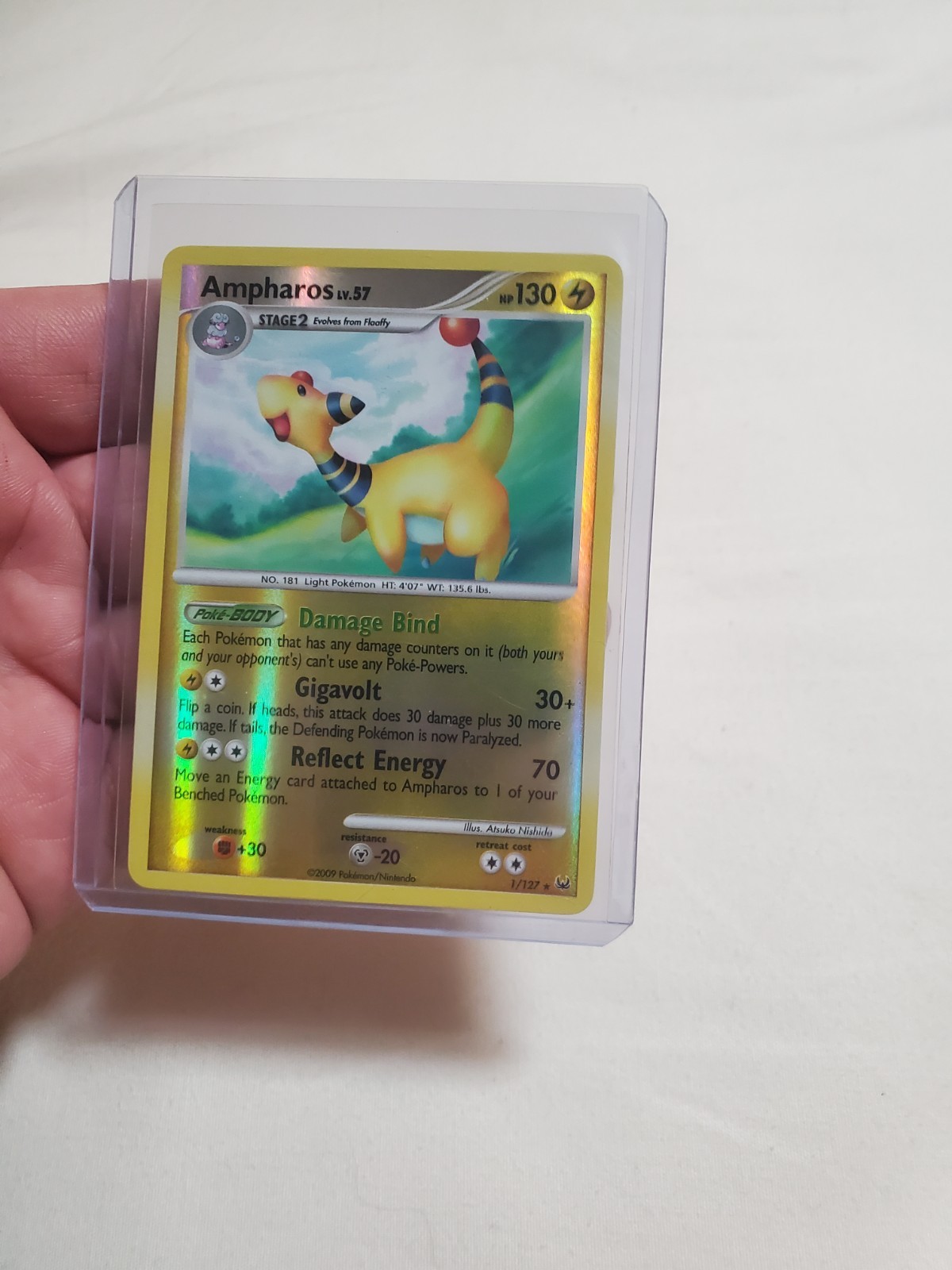 Ampharos #1/127 Reverse Holo Platinum LP Pokemon card