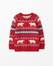 Hanna Andersson Boys Fair Isle Bear Holiday Sweater sz 6-7 120 