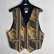 Vintage Caf  Size 1 36R "Slim Fit" Brocade Jacquard Vest Made in USA Tapestry