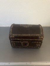 Ancien Coffret Cuir Laiton Art Populaire XIXe - Serrure & Clé OK