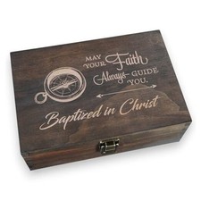 Engraved Memory Box Wooden Keepsake Box for Christening Gifts, Baby Baptism