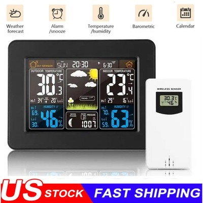 Wireless Digital LCD Thermometer Indoor & Outdoor Weather Station Clock Calendar