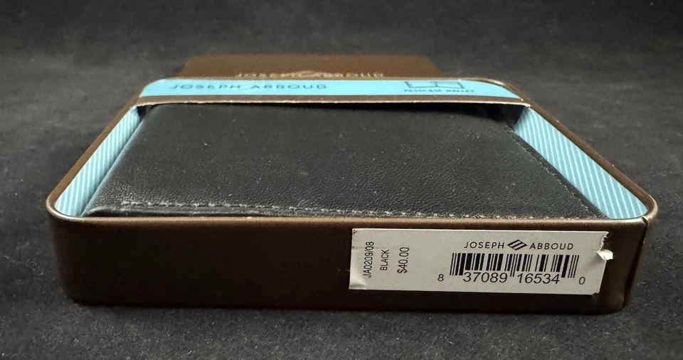 Cartera negra súper delgada Joseph Abboud con lata Foto 2 de 4
