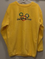 Vintage Walt Disney World Embroidered Yellow Fleece Sweatshirt Mickey Mouse