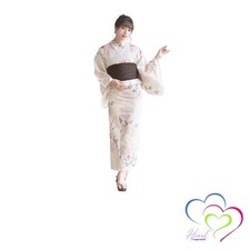 Yukata Set Unique Weave Natural White Two-Piece 4-Piece Set: Yukata Heiko Obi
