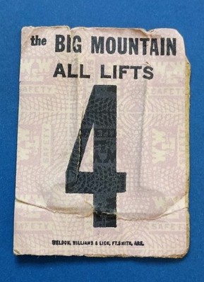 Vintage 1980s Big Mountain Montana Lift ticket Lost Ski Area Name Now Whitefish