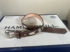 Nocona 50 Western Boys Belt Kids Rawhide Scallop Laced Conchos Brown Leather 24