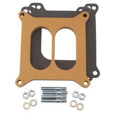 Edelbrock Carburetor Spacer 8725; Square Bore (4150) Divided Wood, 1/2 in.