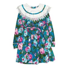 Vintage 1980s 80s Jo Lene Floral Prairie Dress - Sz 8