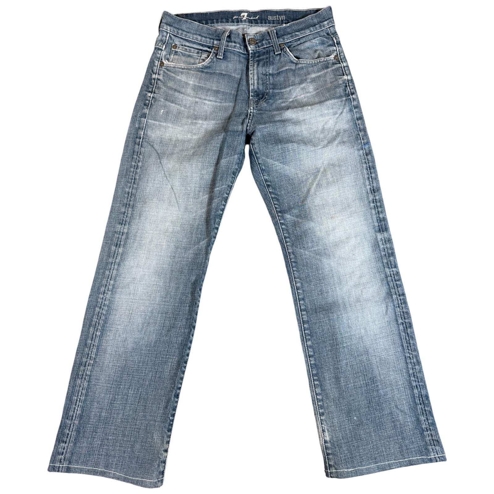 30 Blue Denim Medium Wash Straight Leg Travel