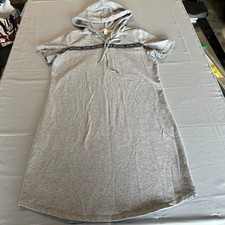 Michael Michael Kors Womens Heather Grey Logo Tape Short Sleeve Hoodie Dress M