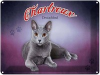 Blechschild 30X40 Cm Katze Chartreux Deutschland Deko Geschenk Metall Schild