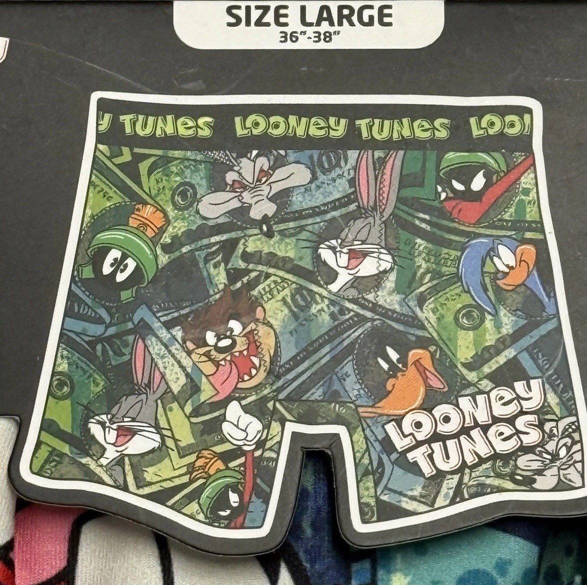 Men’s Looney Tunes 100 Dollar Bills Boxer Briefs Size Large (36-38) 