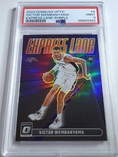 2023 Donruss Optic Victor Wembanyama Rookie #8 PURPLE Holo Express Lane - PSA 9