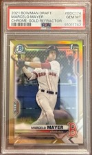 MARCELO MAYER Rookie Card GOLD REFRACTOR  /50 PSA 2021 1st Bowman Chrome RC 10