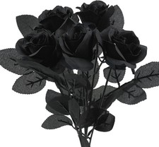 Uieke 5Pcs Roses Artificial Flowers, Black Roses Artificial Flowers Fake Flower