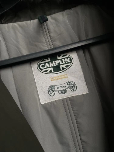 Camplin Yarmony Waxed Peacoat Mens EU 54/XL Olive Green Cotton Blend Padded Coat image 6