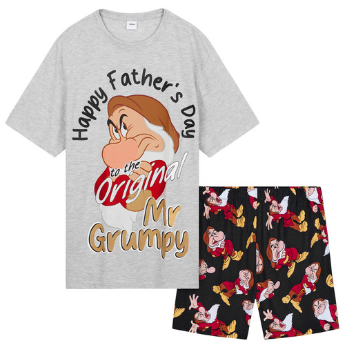Disney Mens Grumpy Pyjama Set 2 Piece T-Shirt & Shorts Sleepwear Nightwear - Picture 1 of 6