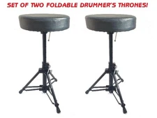 Two Foldable Drum Throne Padded Seat Stool Stand Drummer Percussion Throne Chair