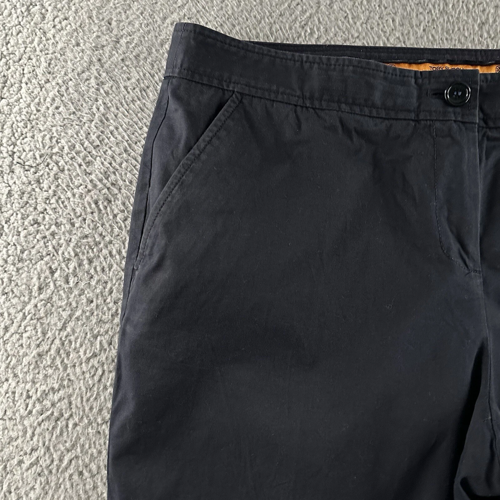 Pantaloni da donna blu Tory Burch taglia 8 pantaloni abito a mezza altezza misto cotone alla caviglia