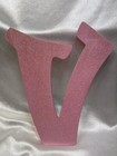9" Cursive Upper Case Letter V Wall Hanging Glitter Pink Hobby Lobby Excellent