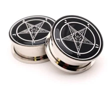 Pair of Screw on Picture Plugs gauges Choose Style and Size 16g thru 1 inch