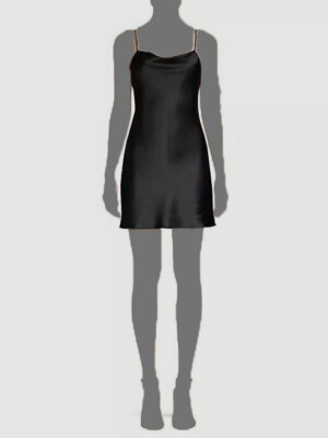 $295 Alice + Olivia Women's Black Harmony Satin Mini Slip Dress Size 12