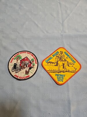 Boy Scouts BSA Daniel Boone Homestead Patriot Days 1975 & 1988 Patches 