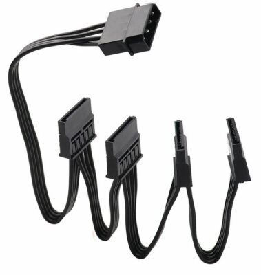 D type IDE 4pin Molex male to 4xSATA 15pin Female Hard Disk Splitter Power Cable