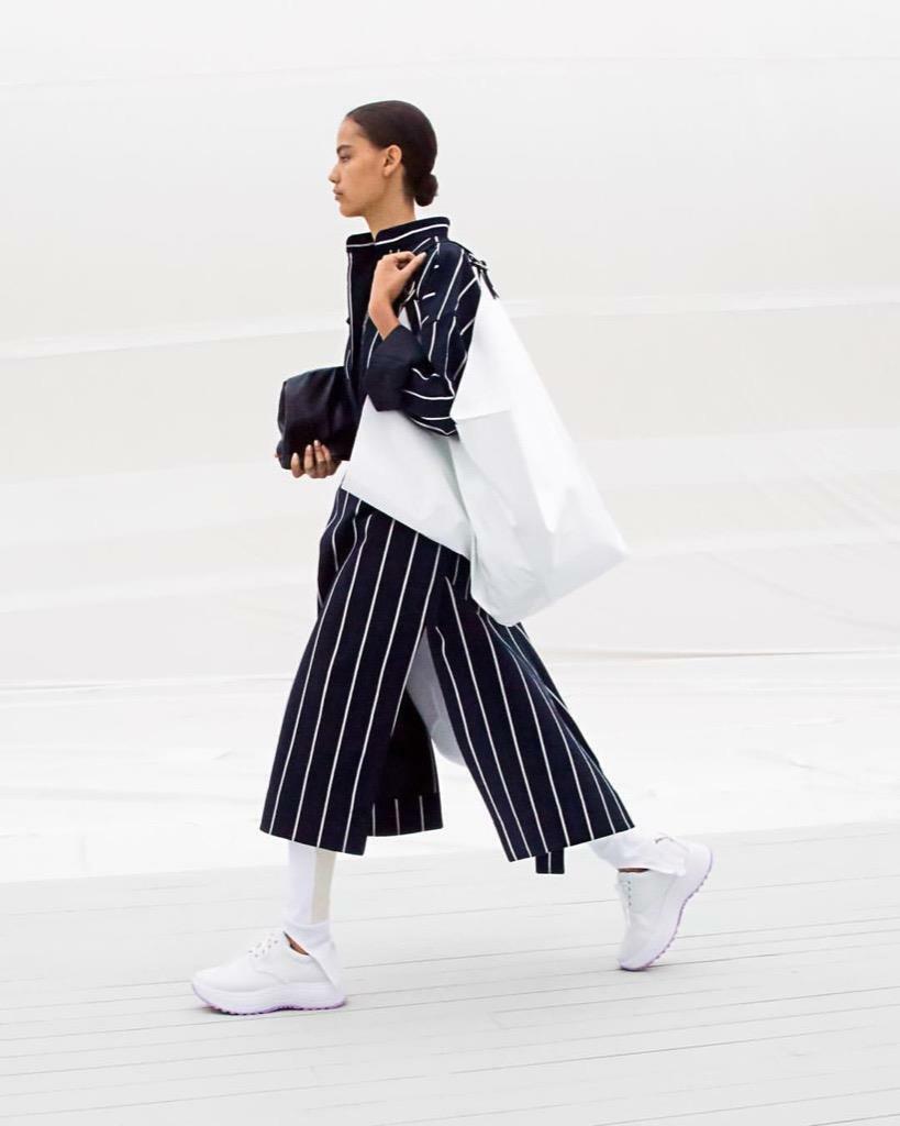 CELINE Navy Stripe Dress Striped Cotton Viscose 40 Summer 2018  