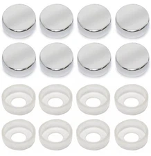 8pcs CHROME SCREW CAP / BOLT CAPS COVERS for Car Truck License Plate Frame