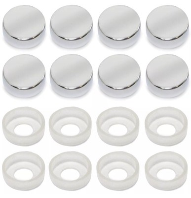 8pcs CHROME SCREW CAP / BOLT CAPS COVERS for Car Truck License Plate Frame