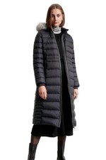 Tommy Hilfiger Womens Tyra Maxi Longline Down Coat Padded With Fur Black L Xl 12