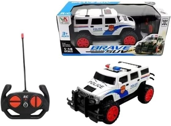 PEBBLE HUG Remote Control Police Car Toy with Lights, Off-Road