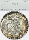 1941-S 50C PCGS MS63 Rattler Walking Liberty Half Dollar OGH - Toned
