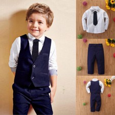 Toddler Baby Boys Outfits Gentlemen Long Sleeve Tops Suit Pants Vest Clothes Set