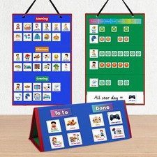 Visual Schedule Chart for KidsLarge Visual Schedule Chart with Cards Autism M...