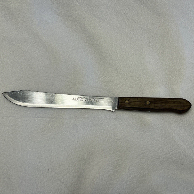 Vntg 7” Blade Geneva Forge Made in USA Wood Handle 11.5” Carving Knife